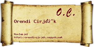Orendi Cirjék névjegykártya